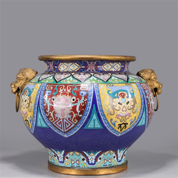 Appraisal: Large Chinese cloisonne enameled censor with elaborate designs to body