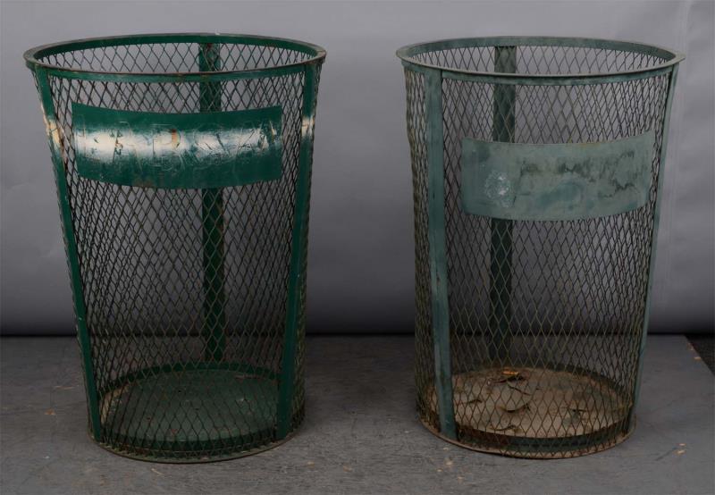 Appraisal: Lot Of LABSM Metal Waste Baskets Green trash bins used