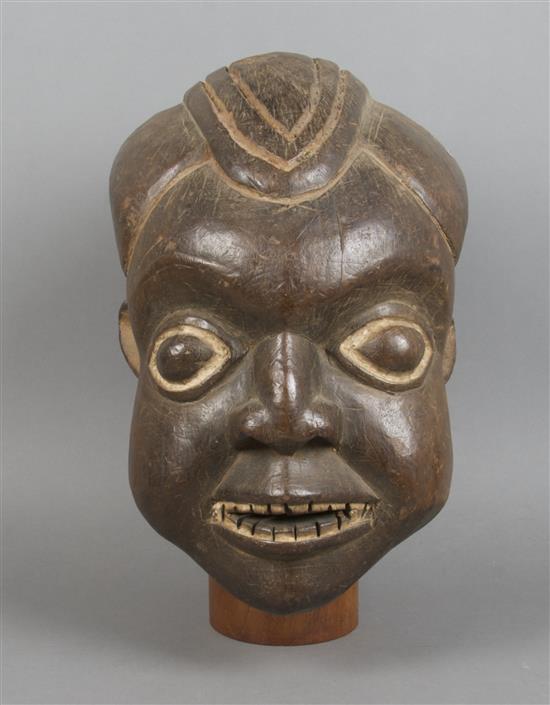 Appraisal: Sale Lot A Carved Helmet Mask Bamum depicting a smiling