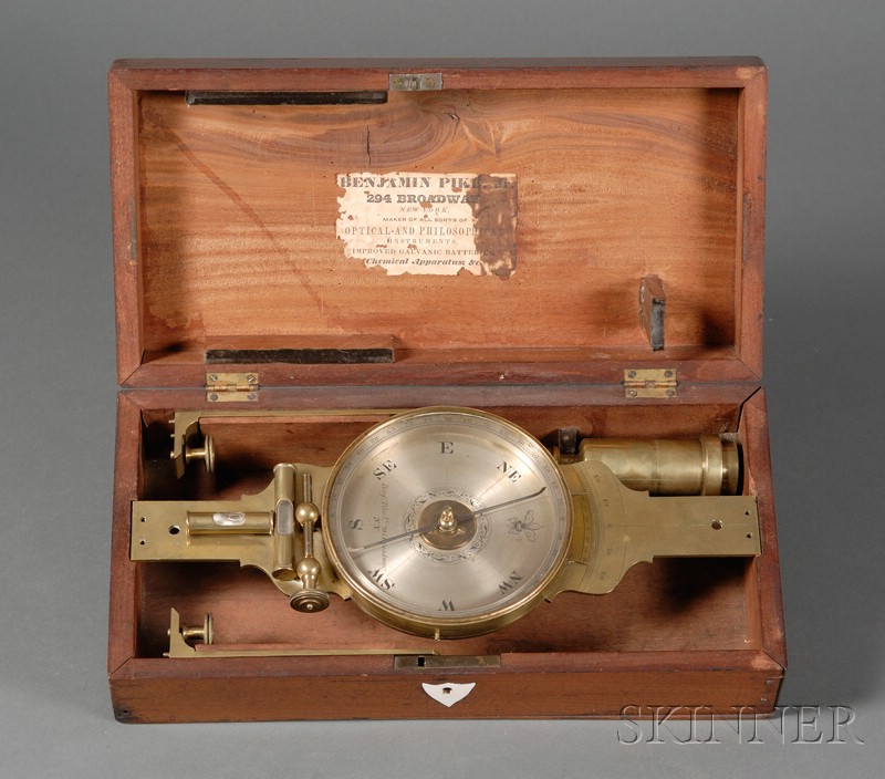 Appraisal: Brass Surveyor's Compass by Benjamin Pike Jr New York with