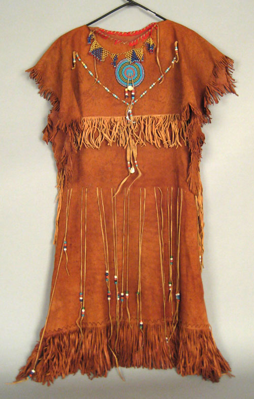 Appraisal: Plains hide dress with beaded and fringed decoration