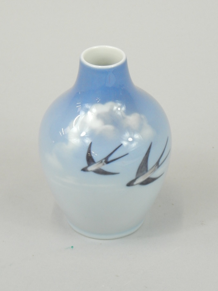 Appraisal: A Royal Copenhagen vase decorated with swallows number cm high