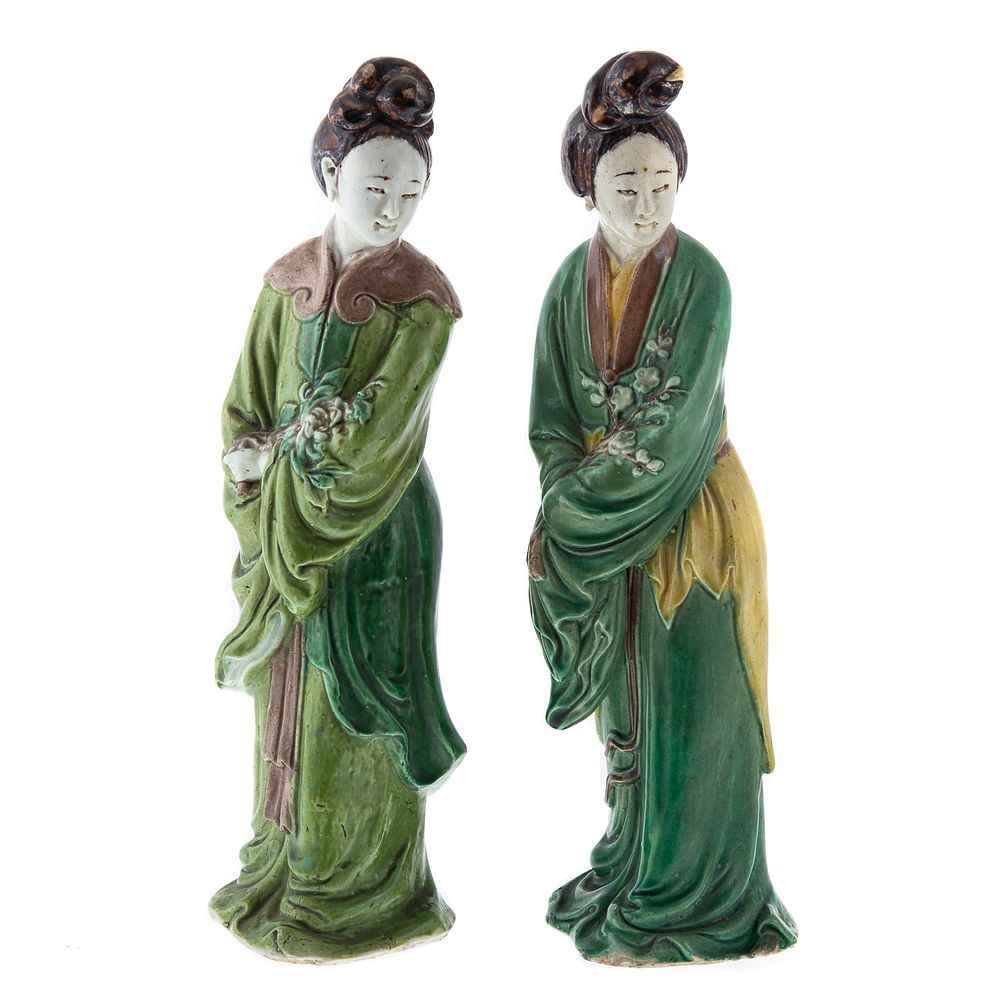 Appraisal: Pair of Chinese Famille Verte Porcelain Figures Late th early