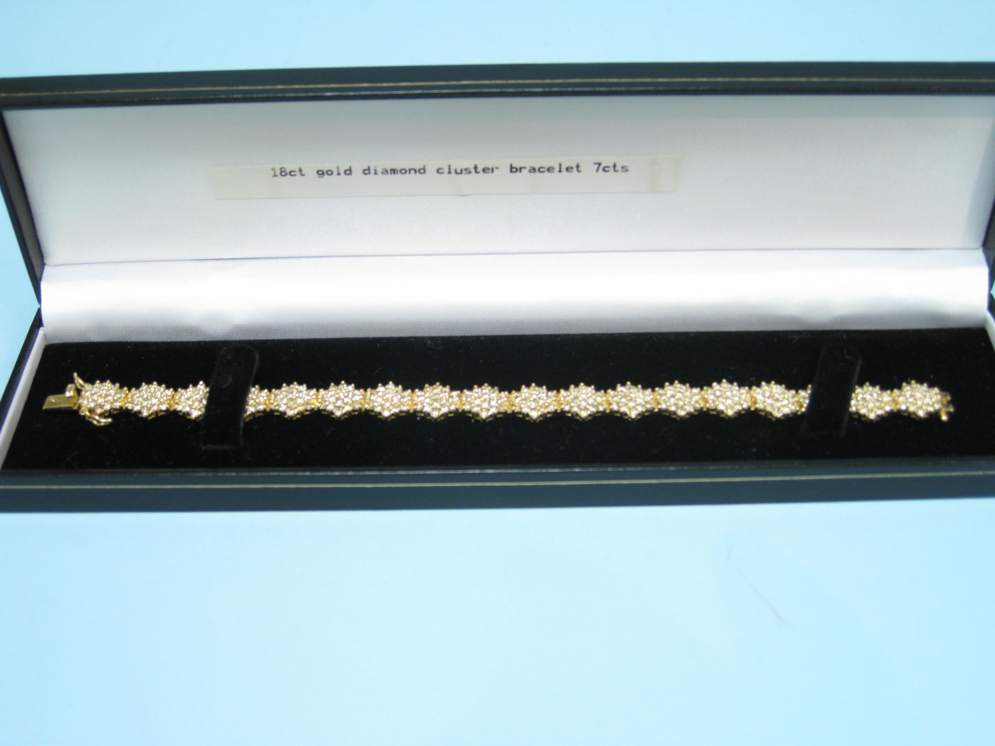 Appraisal: An ct gold Bracelet comprising eighteen clusters of nineteen diamonds