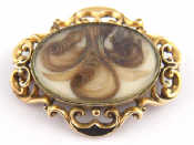 Appraisal: A yellow metal tests carat gold Victorian mourning brooch with