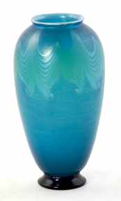 Appraisal: Tiffany Favrile glass vase early th century blue and yellow