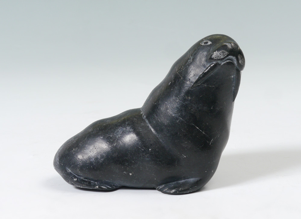 Appraisal: INUIT CARVED WALRUS BY MOSES ECHALOK Carved stone '' h