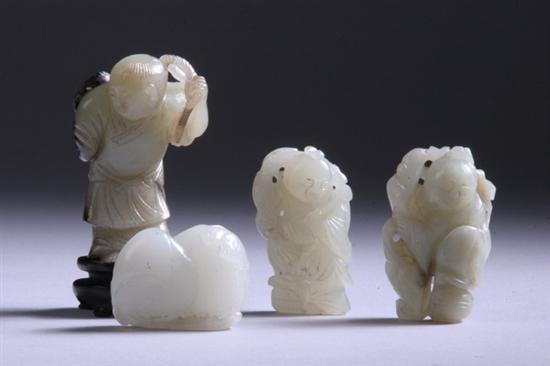 Appraisal: FOUR PIECES WHITE AND CELADON JADE Late th century early