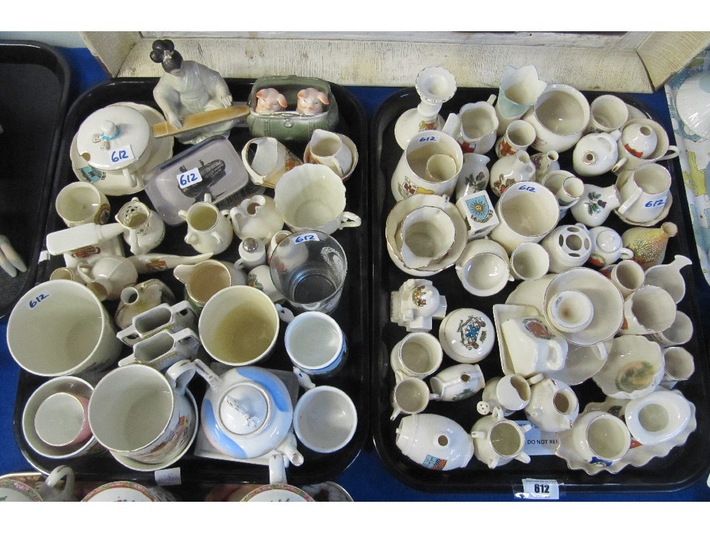 Appraisal: Lot comprising two trays of assorted crested wares commemorative etc