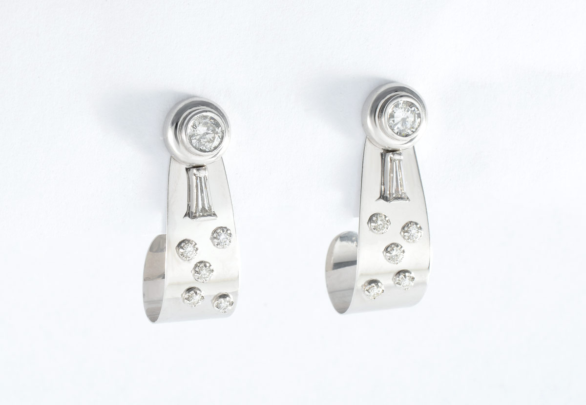 Appraisal: DIAMOND STUD EARRINGS JACKETS K white gold solitaire earrings contains