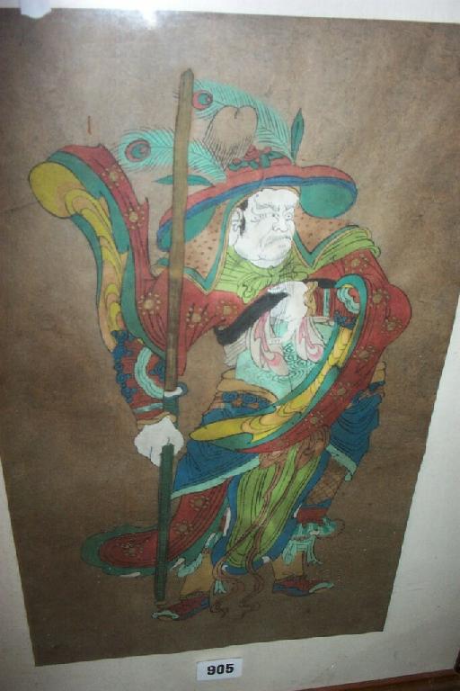 Appraisal: A th century Japanese woodcut print showing a man in