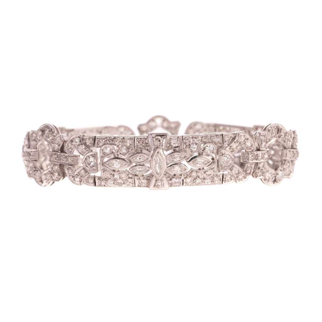 Appraisal: A Lady's Art Deco Diamond Bracelet in Platinum Platinum milgrain