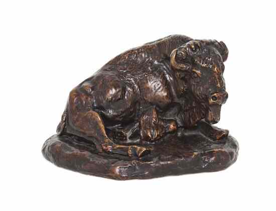 Appraisal: An American Bronze Animalier Figure after Charles M Russell Lone