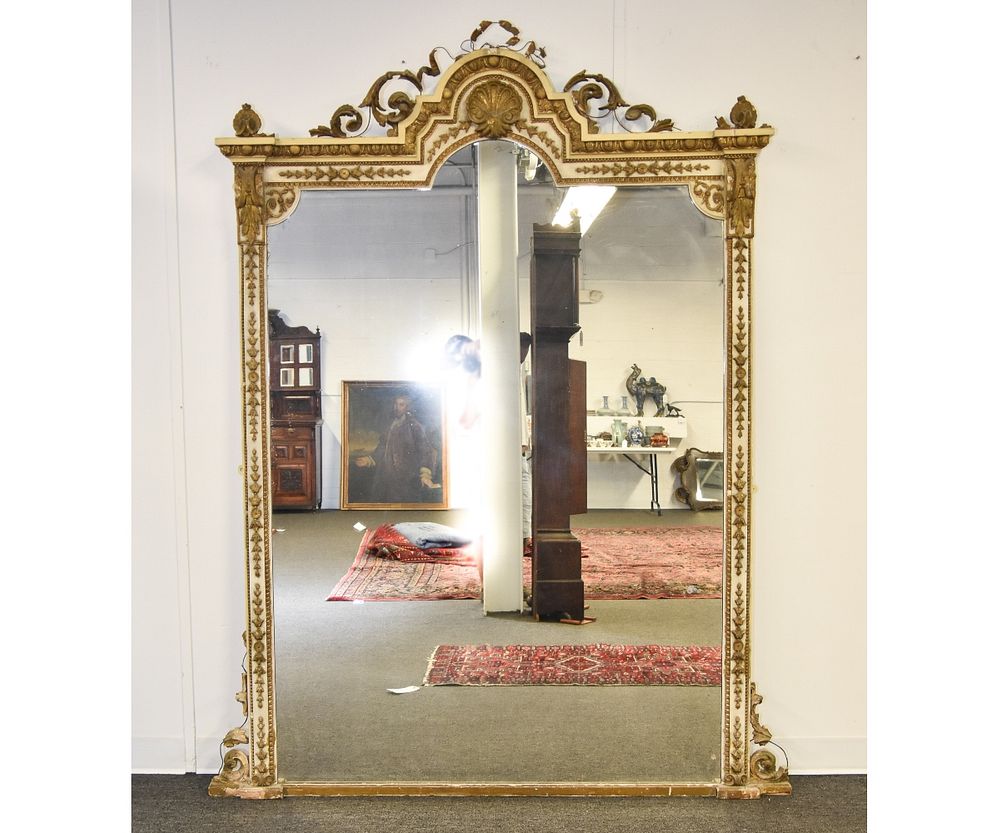 Appraisal: Large Irish Over Mantel Mirror Large over mantel from a