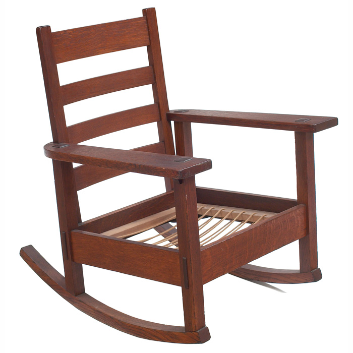 Appraisal: Stickley Brothers rocker early form with four horizontal slats to