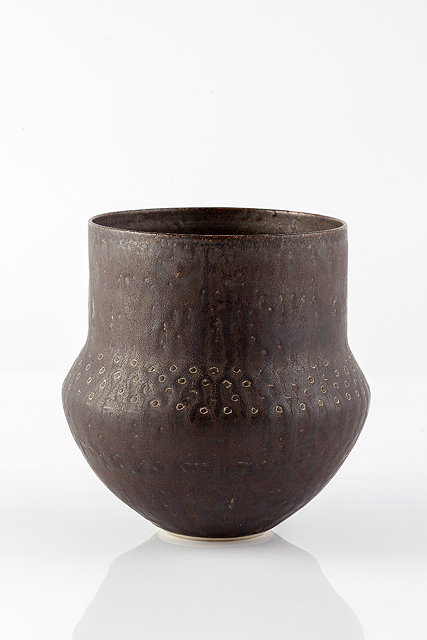 Appraisal: Lucie Rie - Vase circa dripped manganese glaze of shouldered