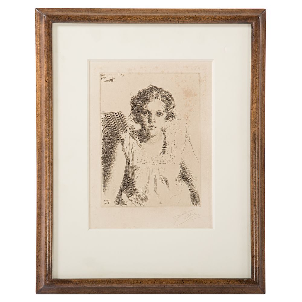 Appraisal: Anders Leonard Zorn Frieda etching Swedish - Pencil signed Zorn