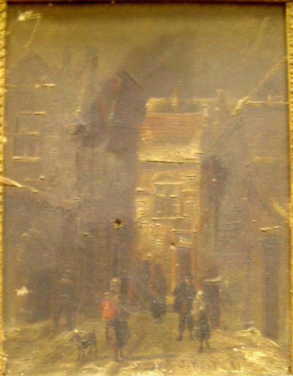 Appraisal: A th century oil on canvas of a street scene