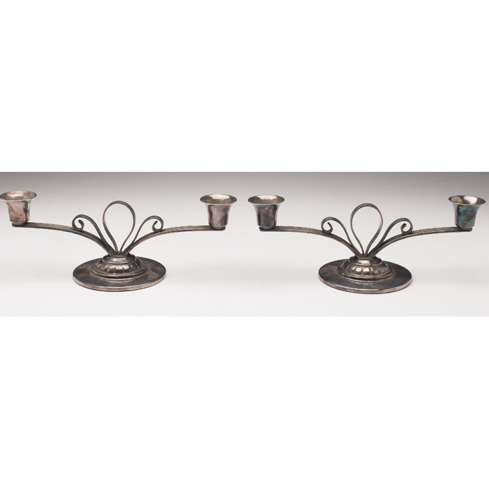 Appraisal: Carl F Christiansen candelabras pair Denmark sterling silver two arm