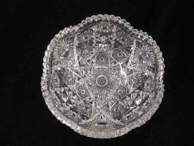 Appraisal: Brilliant Period Cut Glass Bowl elaborate cutwork '' diameter