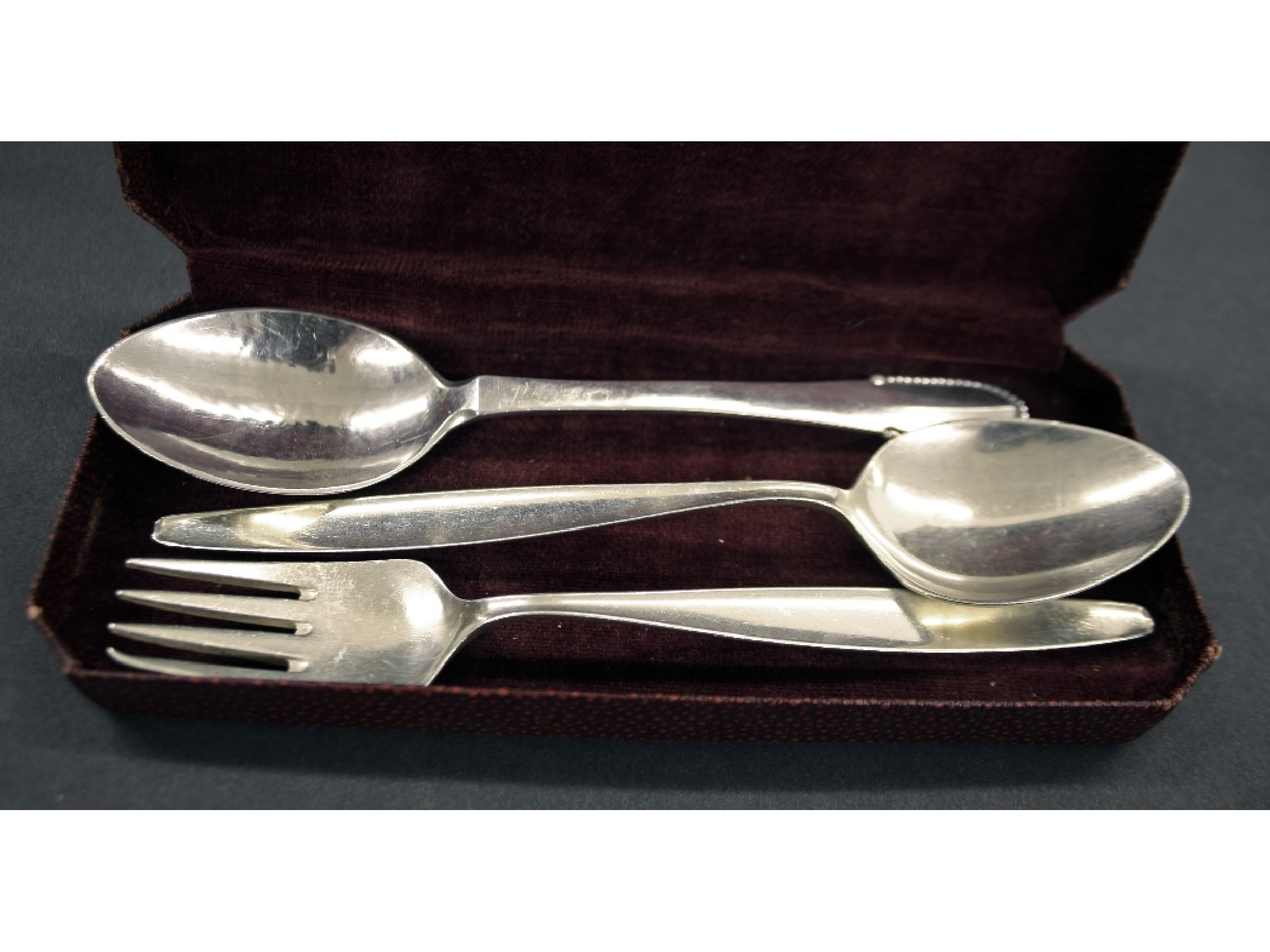 Appraisal: Attractive Georg Jensen Danish silver boxed christening fork and spoon