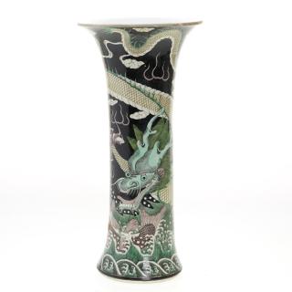 Appraisal: Chinese famille noir porcelain Gu vase Chinese famille noir porcelain