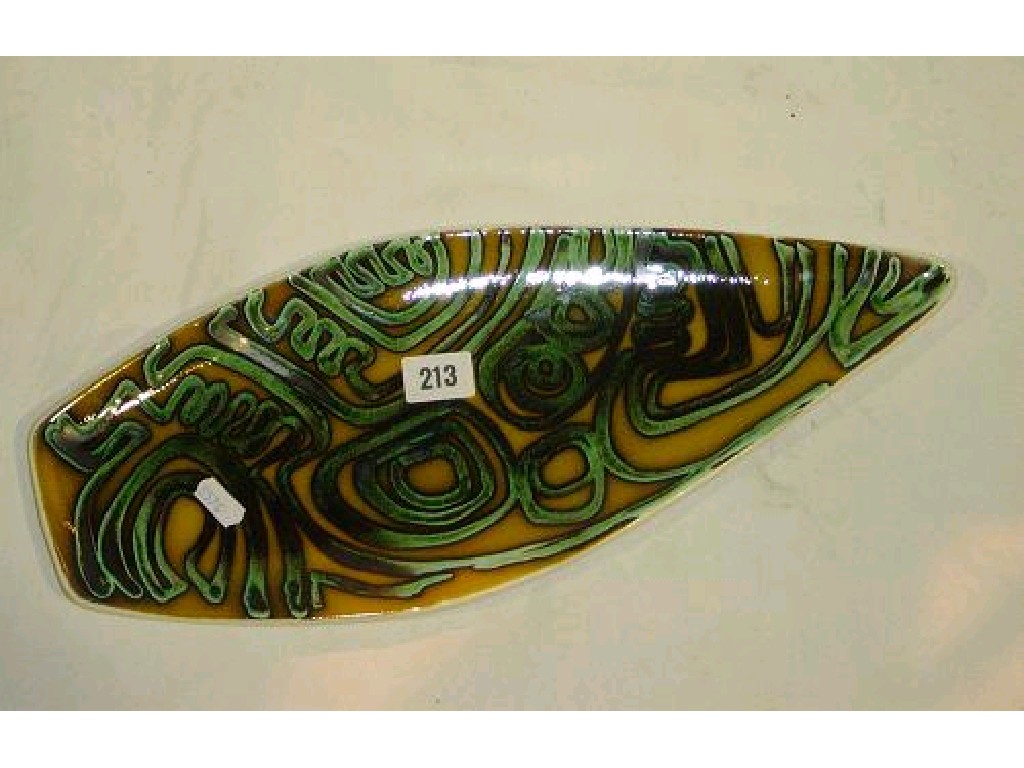 Appraisal: A Poole Pottery leaf shaped serving dish with abstract decoration