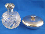 Appraisal: A silver topped cut glass perfume bottle Birmingham and a