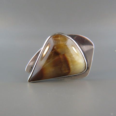 Appraisal: McSoule Sterling Agate Brooch Art Moderne style x signed