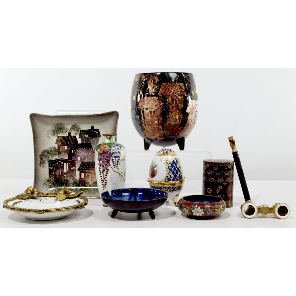 Appraisal: DECORATIVE OBJECT ASSORTMENT items with cloisonne items including a tea