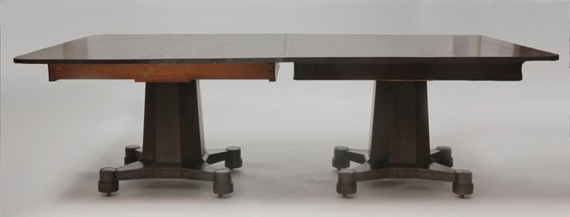 Appraisal: American Classical Style Mahogany Two-Part Dining Table in x ft