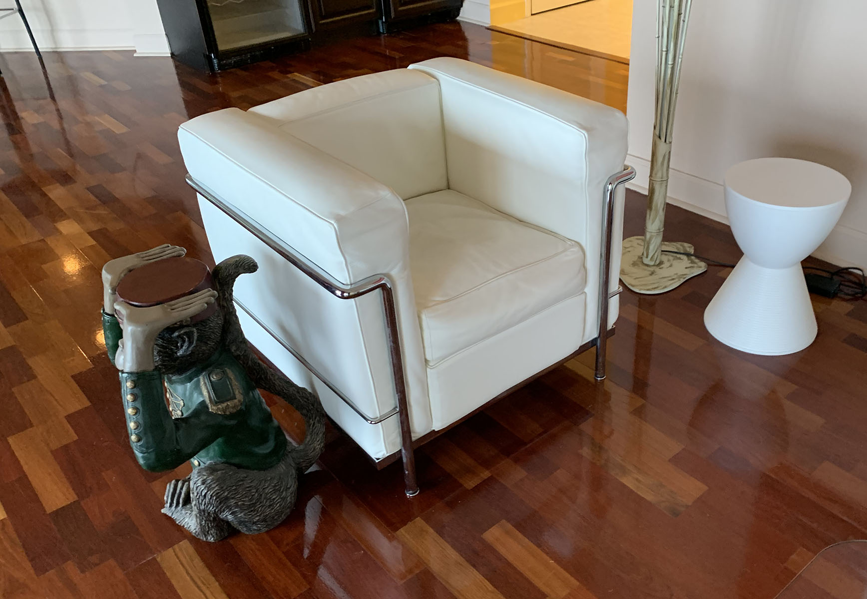 Appraisal: CASSINA LC ARMCHAIR WHITE LEATHER AND CHROME Approx '' h