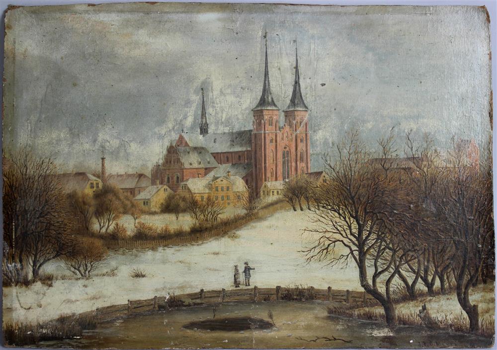 Appraisal: J F O MEYER NORTHERN SCHOOL WINTER SCENE Oil on