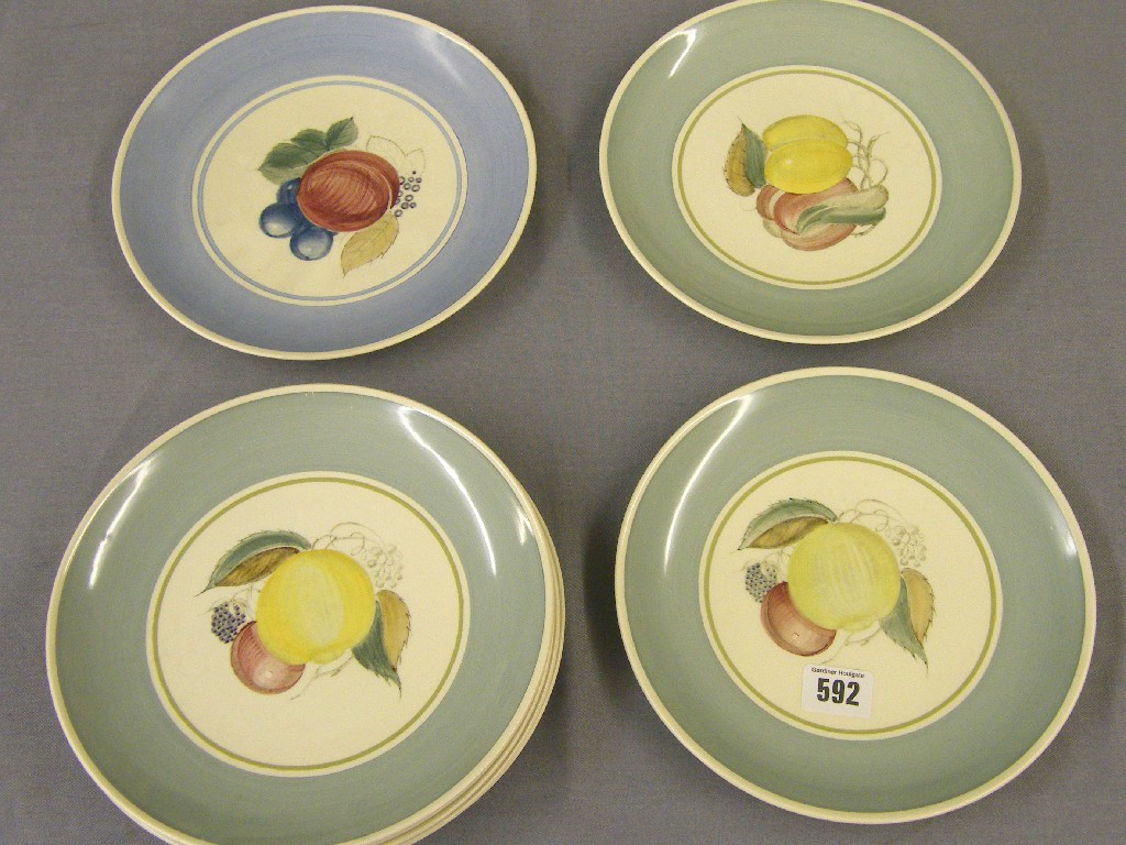 Appraisal: Seven Susie Cooper 'Fruit' design plates decorated with pale green