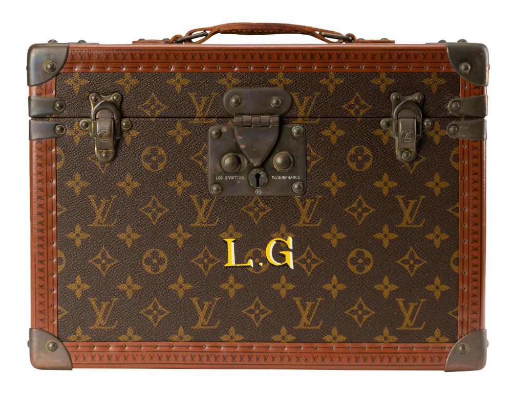 Appraisal: LOUIS VUITTON MONOGRAMMED TOILETRY CASE with fitted interior exterior monogrammed