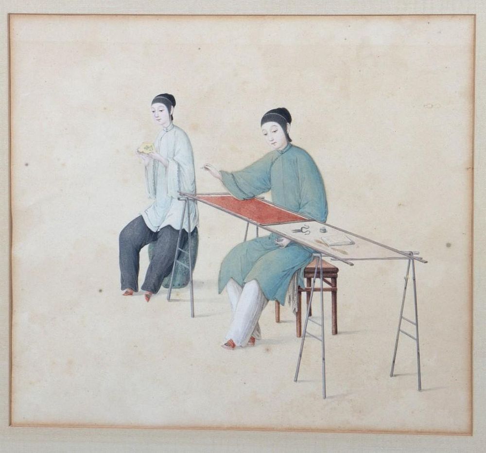 Appraisal: Two th Century Chinese Watercolors From the Series 'Eight Honorable