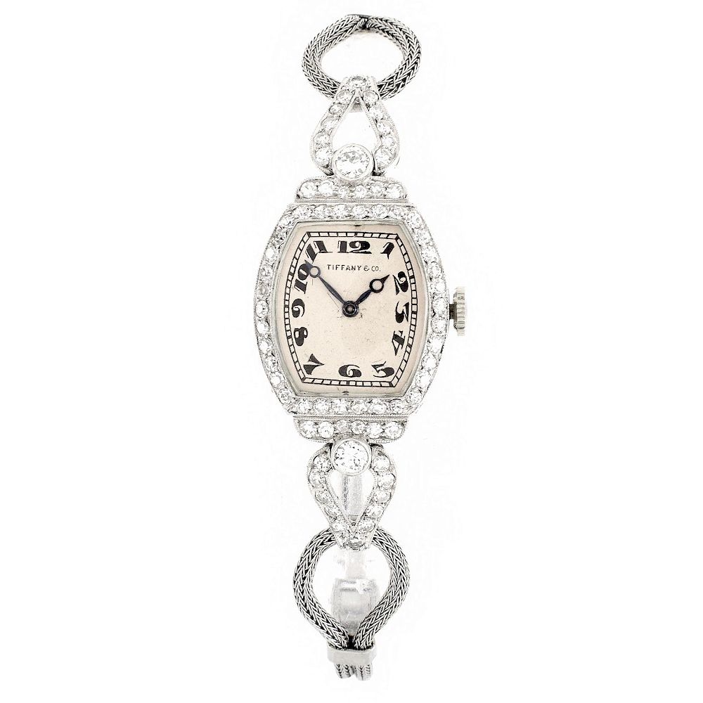 Appraisal: Antique Tiffany Co Diamond and Platinum Watch Lady's Antique Tiffany