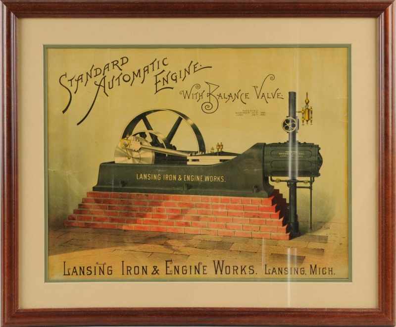 Appraisal: Paper Lansing Iron Engine Works Sign Description Dated The Lansing