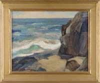 Appraisal: ROSAMOND CHENEY American th Century LOBSTER COVE MONHEGAN Oil on