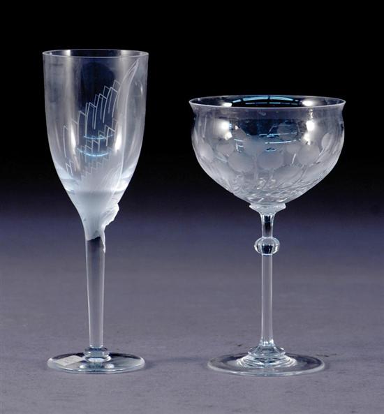 Appraisal: Crystal stemware set of six Lalique wine stems H four