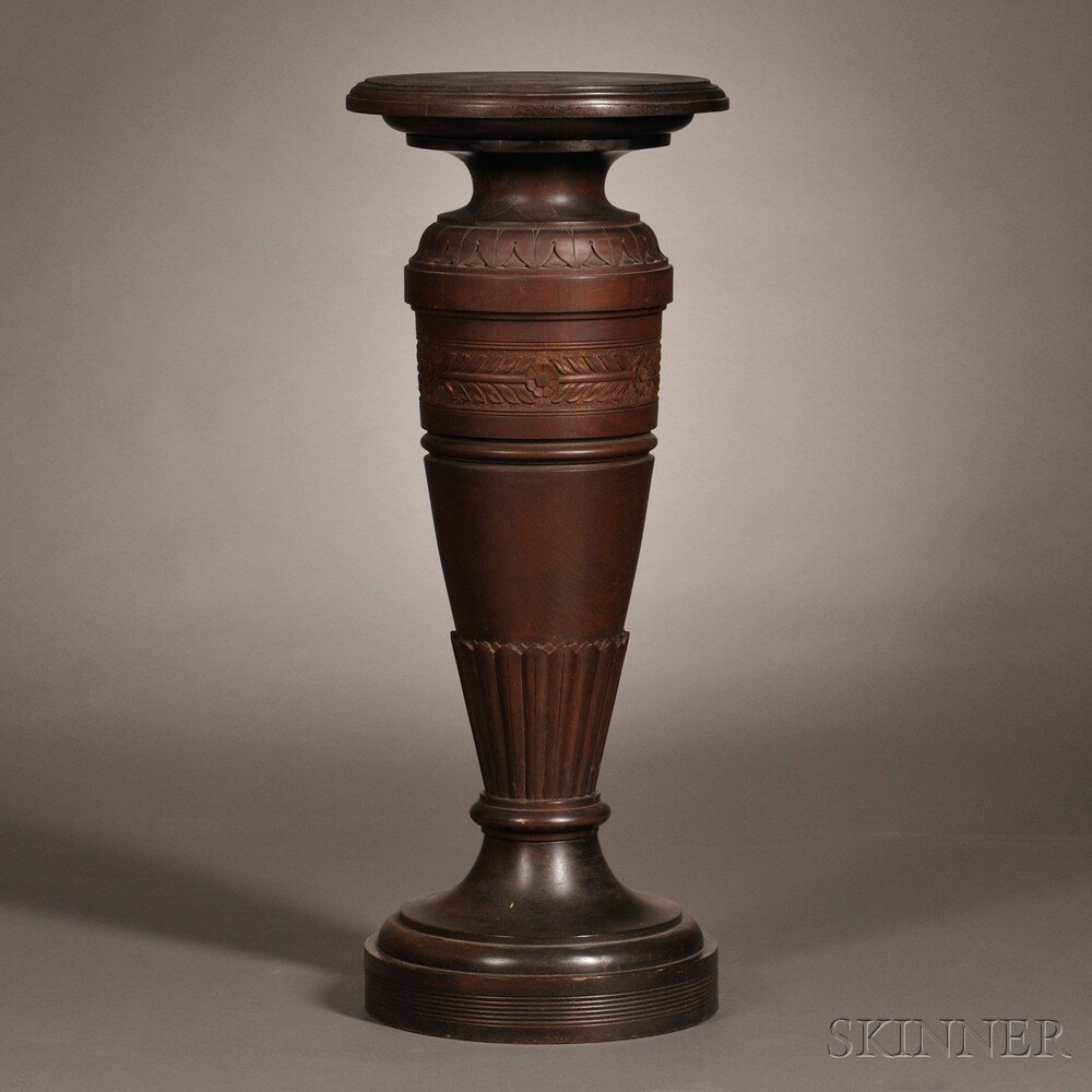 Appraisal: Carved Wood Pedestal late th early th century the circular