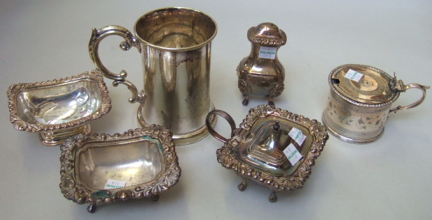 Appraisal: Plated wares comprising a Victorian mug with a scrolling handle