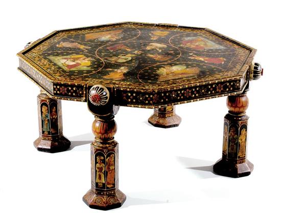 Appraisal: Anglo-Indian lacquered and painted coffeetable octagonal with faceted legs and