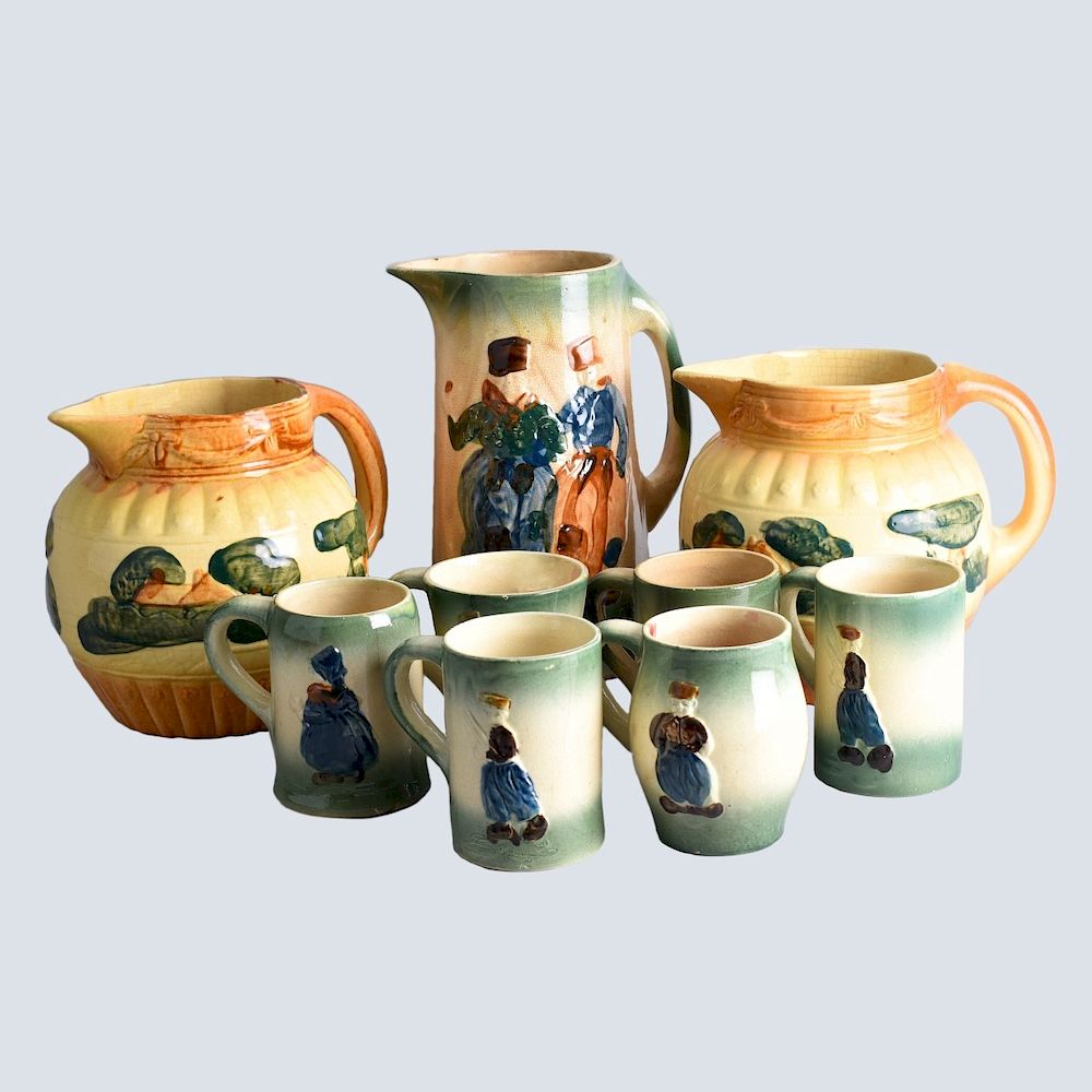 Appraisal: Roseville Lot Nine Piece Early Roseville Pottery Lot Includes pitchers