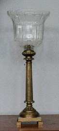 Appraisal: An Empire style cut glass and brass table lamp cm