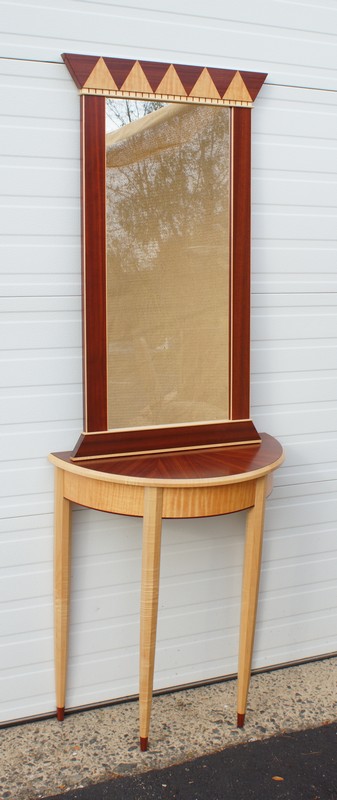 Appraisal: Alan Lorn Mid-century design figured maple and mahogany crotch veneer