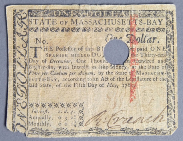 Appraisal: Massachusetts Colonial Note Act of May For one dollar Very