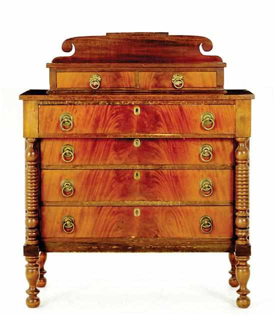 Appraisal: New England Classical mahogany chest of drawers circa rectangular top