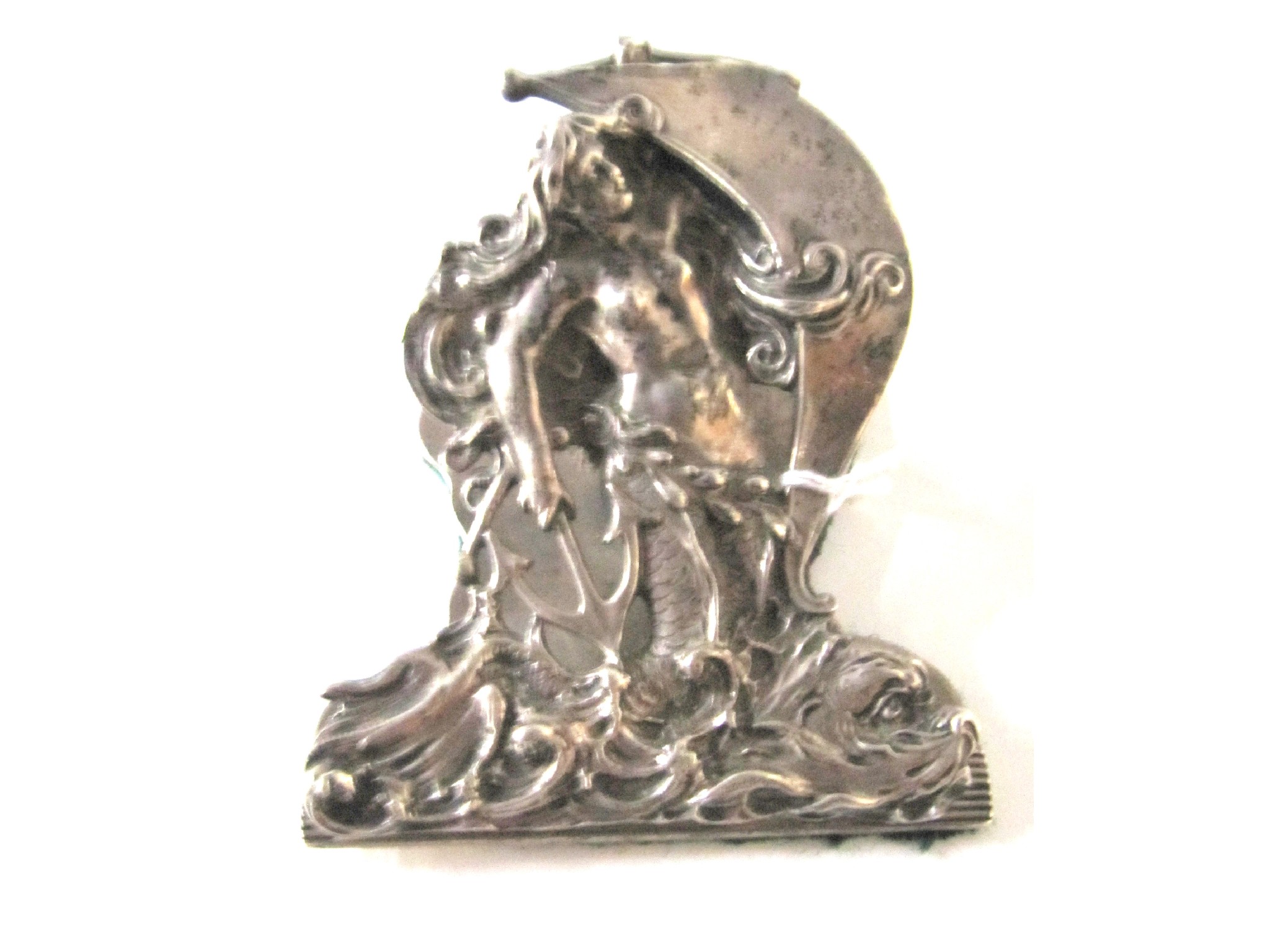 Appraisal: A sterling silver letter clip modelled as a mermaid holding