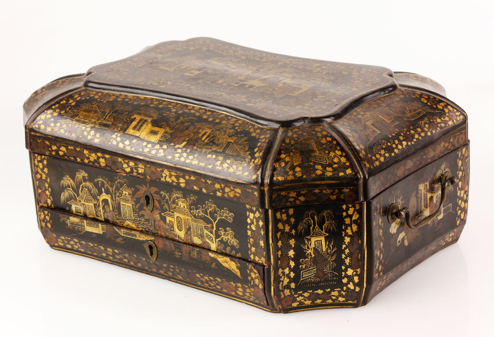 Appraisal: - th C Chinese Lacquer Sewing Box th century Chinese